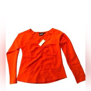 Anthropologie Maeve Women's Size Large Orange Long Sleeve Sweetheart Top NWT